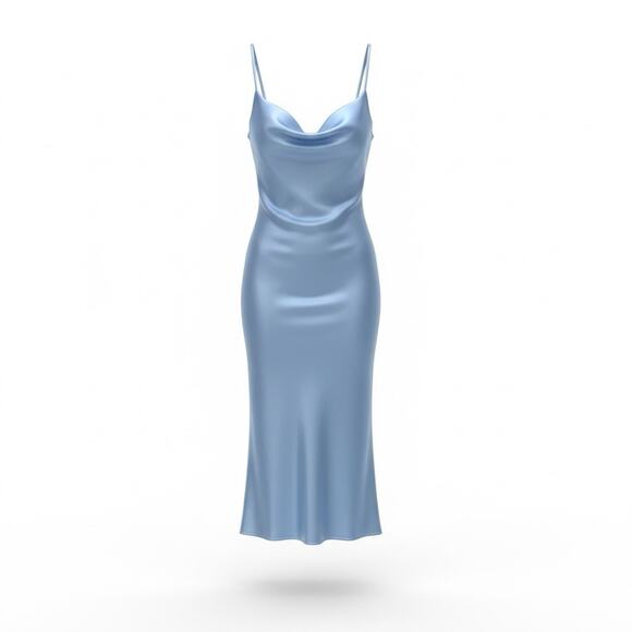 Meshki Dresses & Skirts - Meshki Satin Spaghetti Strap Maxi Slip Dress Size S cowl neck slip Color Blue